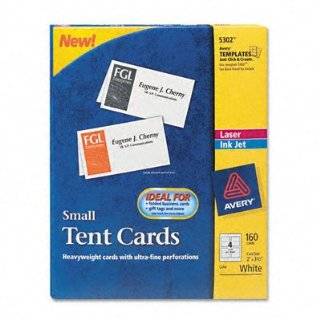Avery Small Tent Cards, 2 x 3.5 Inches, White, Box of 160 (5302)
