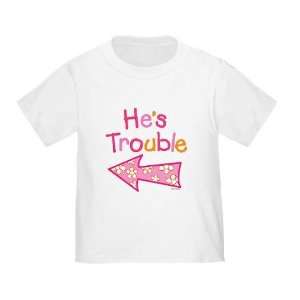 Hes Trouble Pink Girl Twin Toddler Shirt   Size 3T Baby