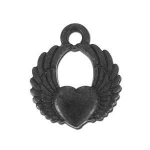  17mm Black Winged Heart Charm by TierraCast Arts, Crafts 