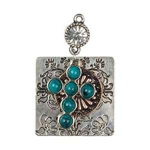 Cousin Beads Cross Culture Metal Accent 1/Pkg Silver/Teal 