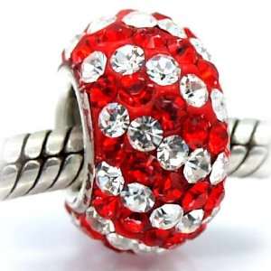 0565) One Swarovski Crystal Christmas Red/white with .925 Sterling 