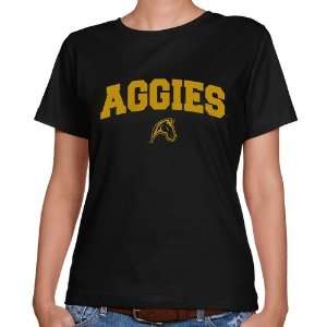  UC Davis Aggies Ladies Black Logo Arch Classic Fit T shirt 