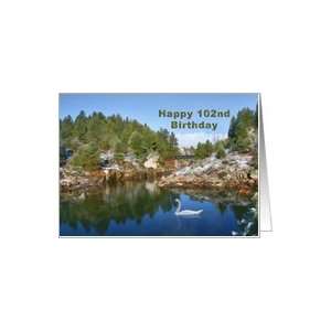  102nd, Birthday, Mountain Lake, Swan, Reflections Card 