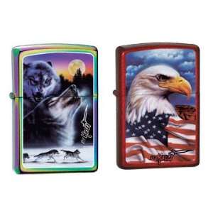 Zippo Lighter Set   Freedom Watch Mazzi Candy Apple Red and Untamed 