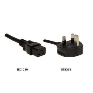 2.5m Power Cord C 19 to BS 1363 10a/250v Electronics