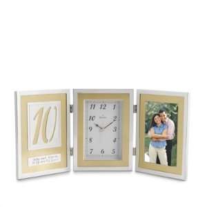   Personalized Bulova 10th Anniversary Book Clock Gift