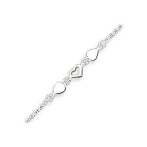   Silver Heart Link Anklet   9 Inch West Coast Jewelry Jewelry