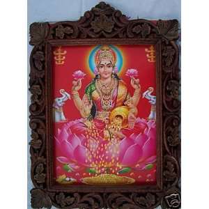  Lord Laxmi showering Money, Pic in wood Frame Everything 