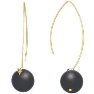  18K Gold Plated Onyx Ball Drop Earrings Jewelry