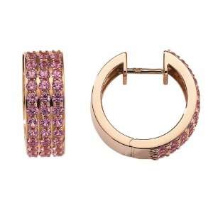  18ct Rose Gold Pink Sapphire Hoop Earrings Jewelry