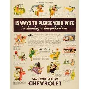  1933 Ad General Motors Chevrolet Cartoon Pleased Wife 