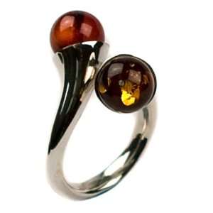  Multicolor Amber Sterling Silver High Level of Polish Ring 