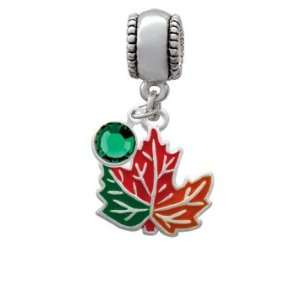  European Charm Bead Hanger with Emerald Swarovski Crys Jewelry