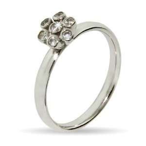 Stackable Reflections Bezel CZ Flower Stackable Ring Size 6 (Sizes 4 5 