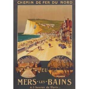 MERS LES BAINS BEACH PARIS FRANCE FRENCH FRENCH SMALL VINTAGE POSTER 