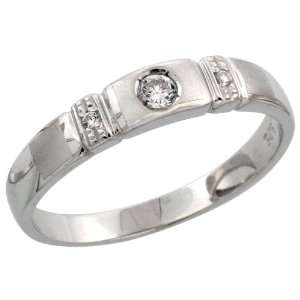 925 Sterling Silver Ladies CZ Wedding Ring Band, 5/32 in. (4mm) wide 