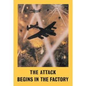  The Attack Begins in the Factory 12x18 Giclee on canvas 