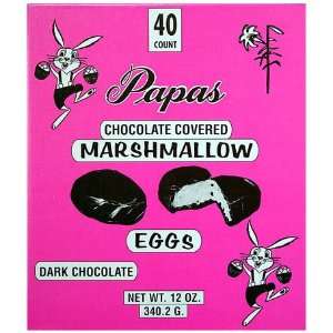 Papas Dark Chocolate Covered Marshmallow Eggs 40ct Box  