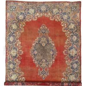 911 x 136 Red Persian Hand Knotted Wool Kerman Rug 
