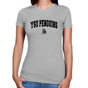  Youngstown State Penguins Ladies Ash Logo Arch T shirt 