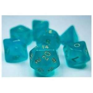  RPG Dice Set (Fire Opal Aqua) role playing game dice + bag 