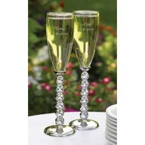 Diamond Stemmed Flutes   Personalized