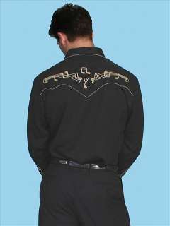 Scully P 627 Mens Western Musical Note Embroidery Shirt  
