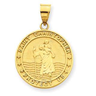New 14k Yellow Gold Saint Christopher Medal Pendant  
