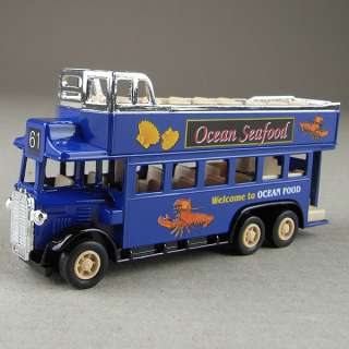 Diecast metal toy collectible blue doubledecker bus  