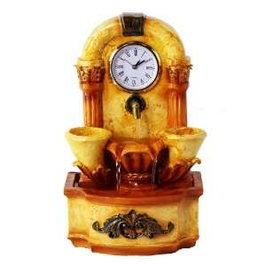 Wall Clock with Faucet Tabletop Water Fountain 