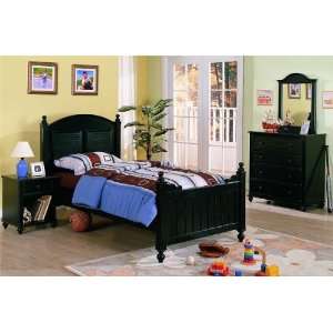   Louvered Design Distressed Twin Size Bedroom Set