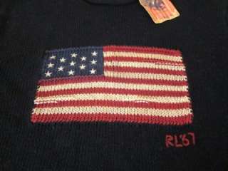 Ralph Lauren Polo Navy Blue Star Spangled Banner USA Flag Tribute 