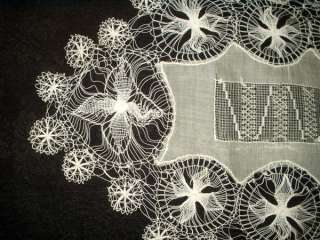 Victorian Tenerife Lace Drawnwork Oval Table Doily  