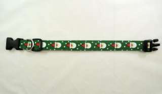 Awesome Santa Claus on Green With White Polka Dots Dog Collar  