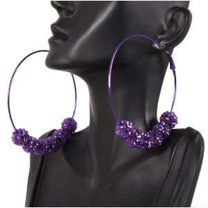  Basketball Wives Purple 3 Inch Hoop Earrings with Six 12mm 
