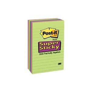 203352 Part# 203352 3M Sticky Post it Lined Notes 4x6 Assorted 3/Pk 