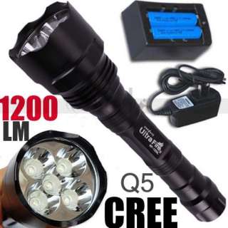 1200LM Lumen 5x CREE Q5 LED Torch Flashlight Lamp+18650  