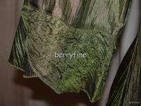BFS04~APRIL CORNELL Green Crinkle Beaded Embellished 3/4 Sleeve Blouse 
