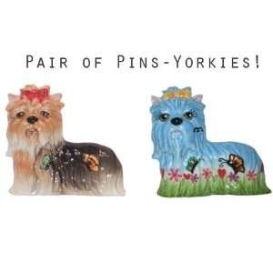  WhimsiClay Pair of Yorkies Pin set 