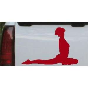 Yoga Pose Silhouettes Car Window Wall Laptop Decal Sticker    Red 32in 
