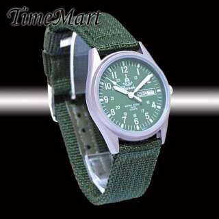 Daich Mens Ladies Nylon Band Military Watch Day Date Gift New Green 