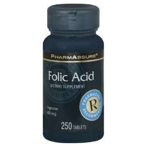  PharmAssure Folic Acid, 400 mcg, Tablets 250 tablets 