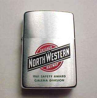 1961 ZIPPO Cigarette Lighter CHICAGO & NORTH WESTERN RAILWAY Mint 
