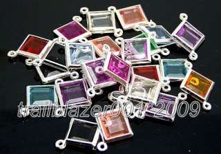 500pcs multicolour square Acrylic quadrate pendant findings 