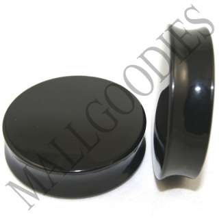 0472 Double Flare Black Acrylic 1 3/4 Inch Plugs 45mm  