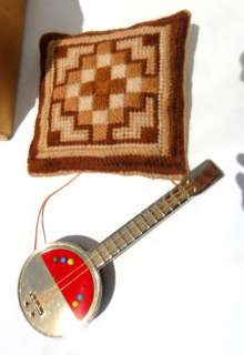 LOT antique PIN CUSHIONS NEEDLE HOLDER banjo basket 6pc  