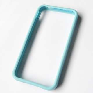 Blue Bumper Frame Case Silicone W/Side Button For iPhone 4S 4G  