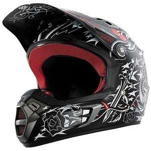   01070 V2 Youth Print Helmet Black Red YLG   Youth Large Automotive