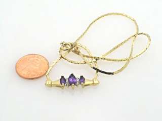 14k Yellow gold Amethyst Diamond Necklace Chain 7.4 gr  