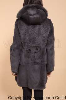 9185 new real fox collar rabbit fur 4 color hood coat/jacket/outwear 